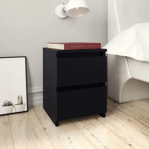 vidaXL Bedside Cabinets 2 pcs Black 30x30x40 cm Chipboard