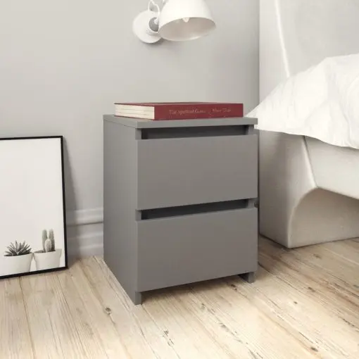 vidaXL Bedside Cabinet Grey 30x30x40 cm Chipboard