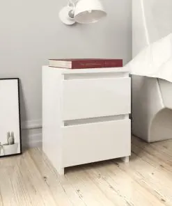 vidaXL Bedside Cabinet High Gloss White 30x30x40 cm Chipboard