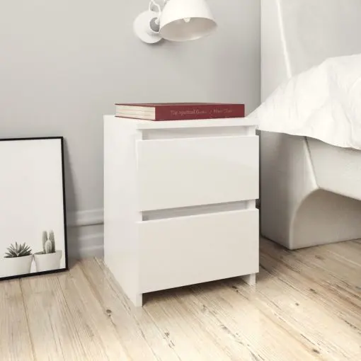 vidaXL Bedside Cabinet High Gloss White 30x30x40 cm Chipboard