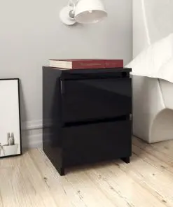 vidaXL Bedside Cabinets 2 pcs High Gloss Black 30x30x40 cm Chipboard