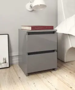 vidaXL Bedside Cabinet High Gloss Grey 30x30x40 cm Chipboard