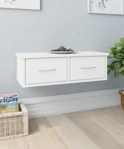 vidaXL Wall-mounted Drawer Shelf White 60x26x18.5 cm Chipboard