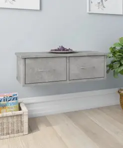 vidaXL Wall-mounted Drawer Shelf Concrete Grey 60x26x18.5 cm Chipboard