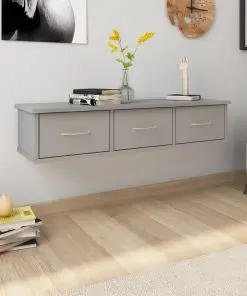 vidaXL Wall-mounted Drawer Shelf Grey 90x26x18.5 cm Chipboard