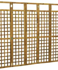 vidaXL 5-Panel Room Divider/Trellis Solid Acacia Wood 200×170 cm