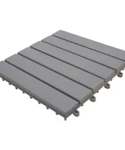 vidaXL Decking Tiles 10 pcs Grey Wash 30×30 cm Solid Acacia Wood