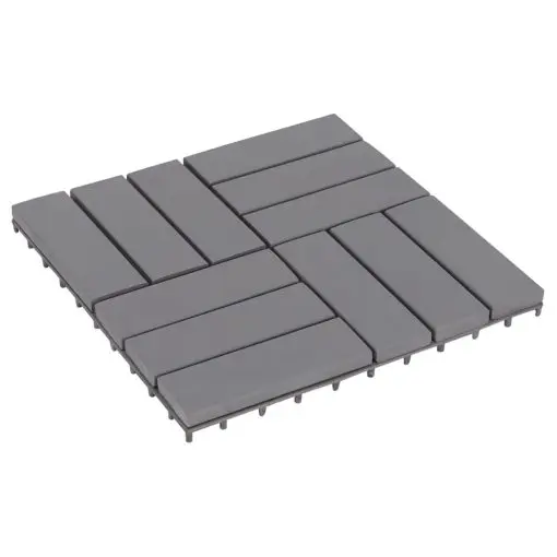 vidaXL Decking Tiles 10 pcs Grey Wash 30×30 cm Solid Acacia Wood