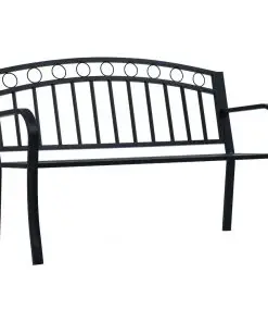 vidaXL Garden Bench 125 cm Black Steel