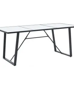 vidaXL Dining Table White 180x90x75 cm Tempered Glass