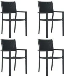 vidaXL Garden Chairs 4 pcs Black Plastic Rattan Look