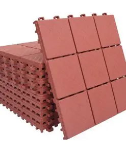 vidaXL Decking Tiles 10 pcs Red 30.5×30.5 cm Plastic