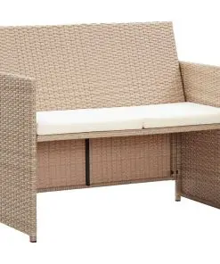 vidaXL 2 Seater Garden Sofa with Cushions Grey Poly Rattan