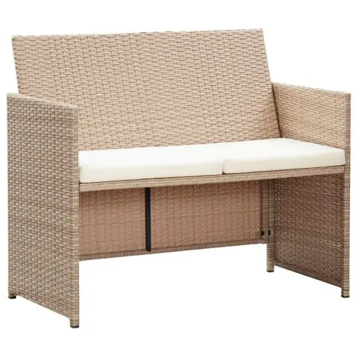 vidaXL 2 Seater Garden Sofa with Cushions Grey Poly Rattan