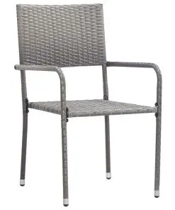 vidaXL Outdoor Dining Chairs 2 pcs Poly Rattan Grey