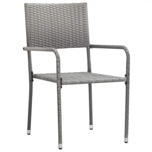 vidaXL Outdoor Dining Chairs 2 pcs Poly Rattan Grey