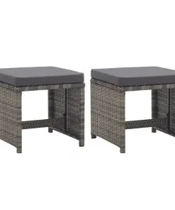 vidaXL Garden Stools 2 pcs with Cushions Poly Rattan Anthracite