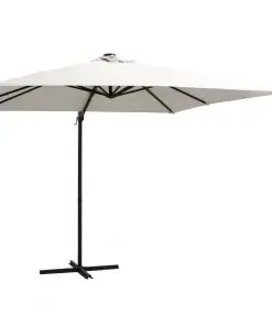 vidaXL Cantilever Umbrella with LED lights and Steel Pole 250×250 cm Sand