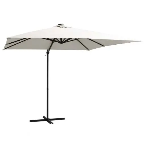 vidaXL Cantilever Umbrella with LED lights and Steel Pole 250×250 cm Sand