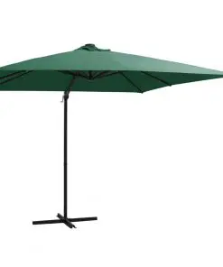 vidaXL Cantilever Umbrella with LED lights and Steel Pole 250×250 cm Green