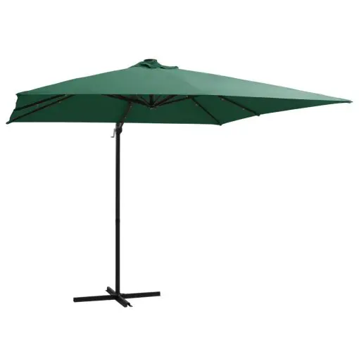 vidaXL Cantilever Umbrella with LED lights and Steel Pole 250×250 cm Green