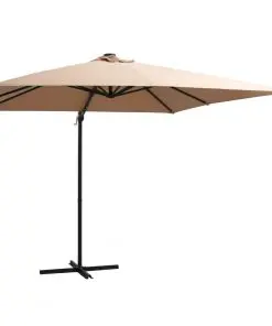 vidaXL Cantilever Umbrella with LED lights and Steel Pole 250×250 cm Taupe