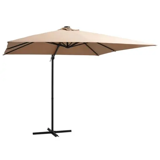 vidaXL Cantilever Umbrella with LED lights and Steel Pole 250×250 cm Taupe