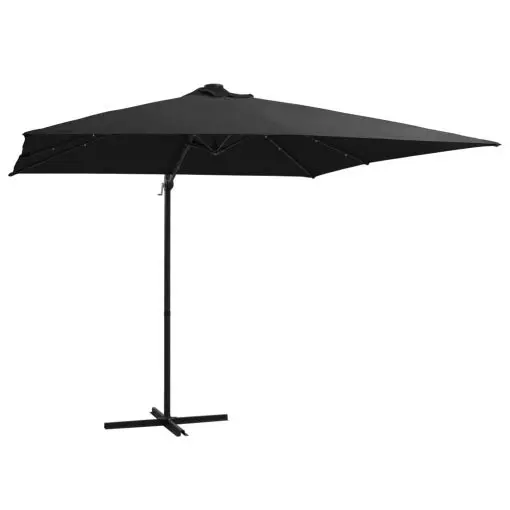 vidaXL Cantilever Umbrella with LED lights and Steel Pole 250×250 cm Black