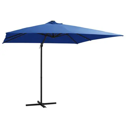 vidaXL Cantilever Umbrella with LED lights and Steel Pole 250×250 cm Azure Blue