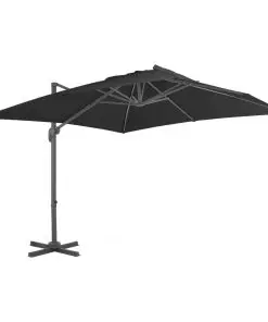 vidaXL Cantilever Umbrella with Aluminium Pole 3×3 m Black