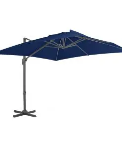 vidaXL Cantilever Umbrella with Aluminium Pole 3×3 m Azure Blue
