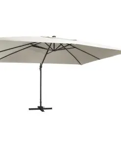 vidaXL Cantilever Umbrella with LED Lights and Aluminium Pole 400×300 cm Sand