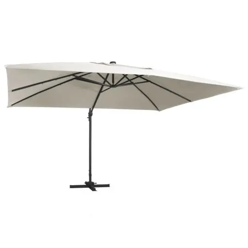 vidaXL Cantilever Umbrella with LED Lights and Aluminium Pole 400×300 cm Sand
