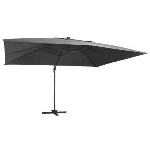 vidaXL Cantilever Umbrella with LED Lights and Aluminium Pole 400×300 cm Anthracite