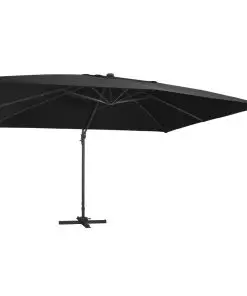 vidaXL Cantilever Umbrella with LED Lights and Aluminium Pole 400×300 cm Black