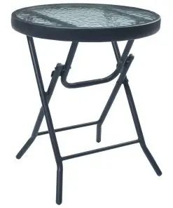 vidaXL Bistro Table Black 40×46 cm Steel and Glass