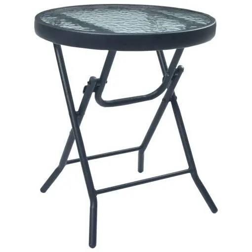 vidaXL Bistro Table Black 40×46 cm Steel and Glass