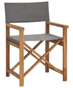 vidaXL Director’s Chair Solid Teak Wood Grey