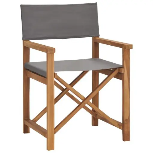 vidaXL Director’s Chair Solid Teak Wood Grey
