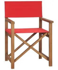 vidaXL Director’s Chair Solid Teak Wood Red