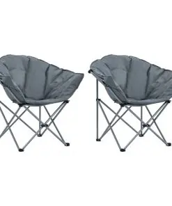 vidaXL Folding Moon Chairs 2 pcs Grey