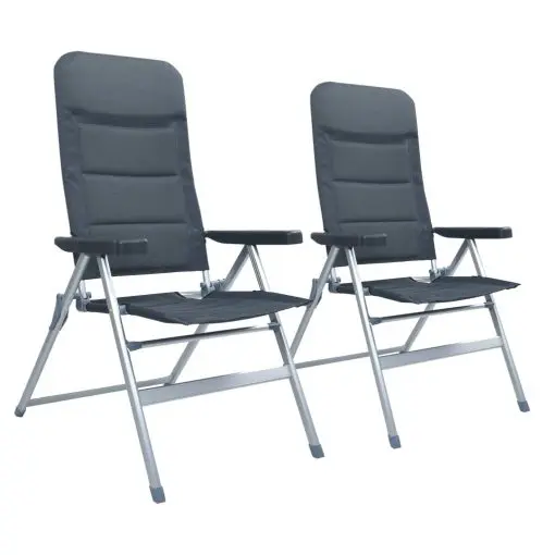 vidaXL Reclining Garden Chairs 2 pcs Aluminium Grey