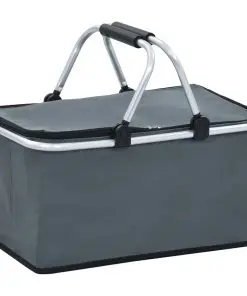 vidaXL Foldable Cool Bag Grey 46x27x23 cm Aluminium