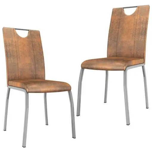 vidaXL Dining Chairs 2 pcs Suede Brown Faux Leather