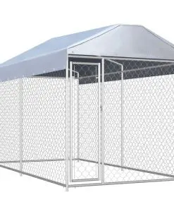 vidaXL Outdoor Dog Kennel with Canopy Top 382x192x235 cm