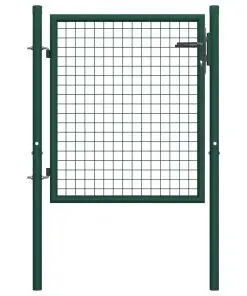 vidaXL Fence Gate Steel 100×125 cm Green