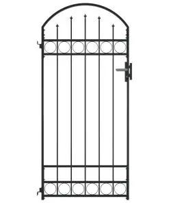 vidaXL Fence Gate with Arched Top Steel 100×200 cm Black