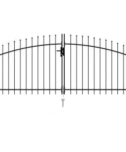vidaXL Fence Gate Double Door with Spike Top Steel 3×1.25 m Black