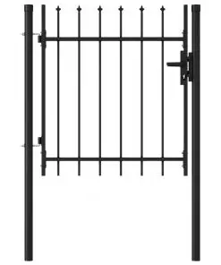 vidaXL Fence Gate Single Door with Spike Top Steel 1×1 m Black