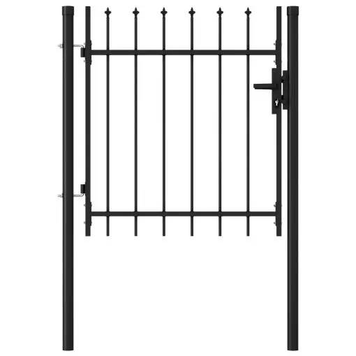vidaXL Fence Gate Single Door with Spike Top Steel 1×1 m Black